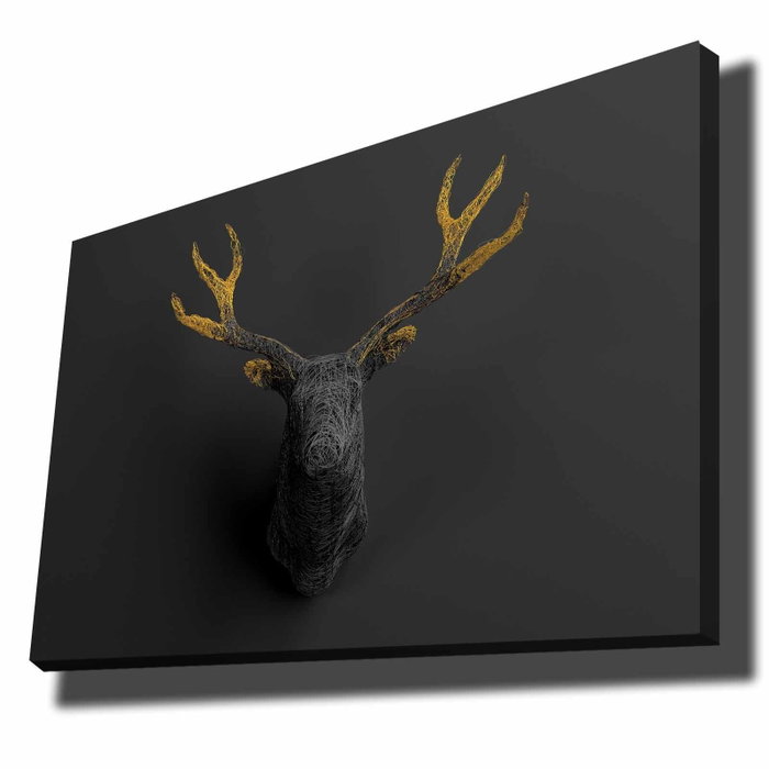 Wallity Lienzo Decorativo Dorado y Negro 70 x 100 cm